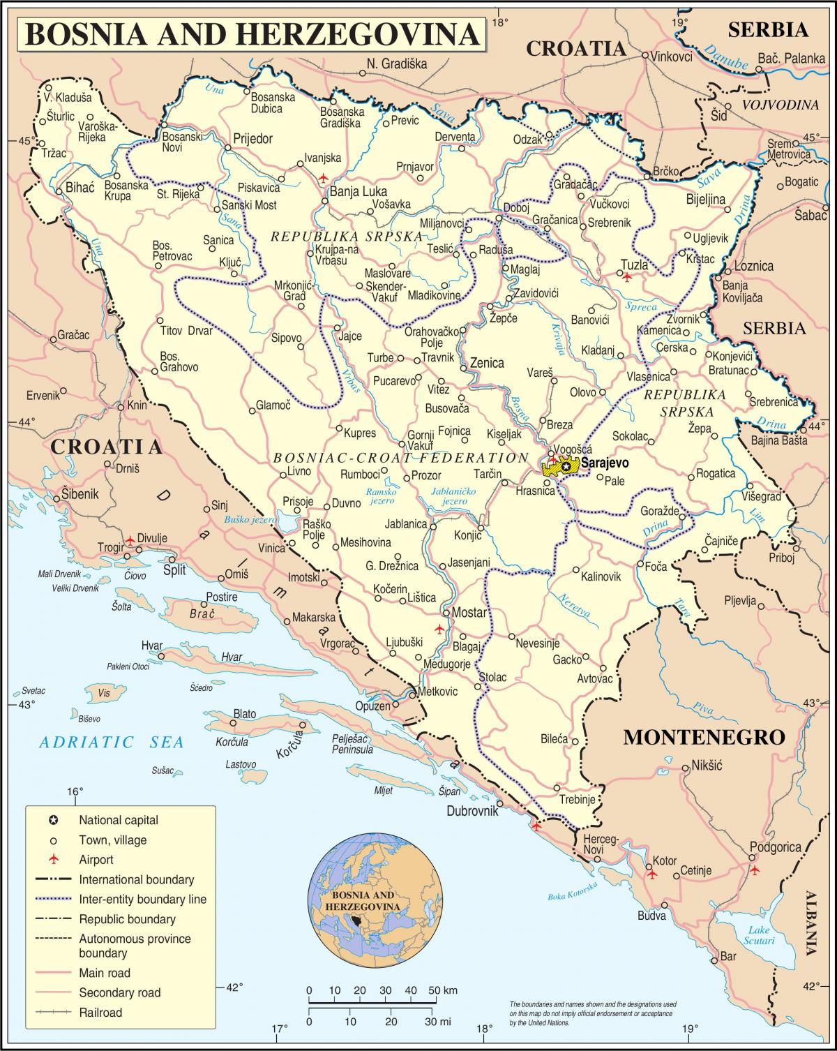 Karta Bosne turist