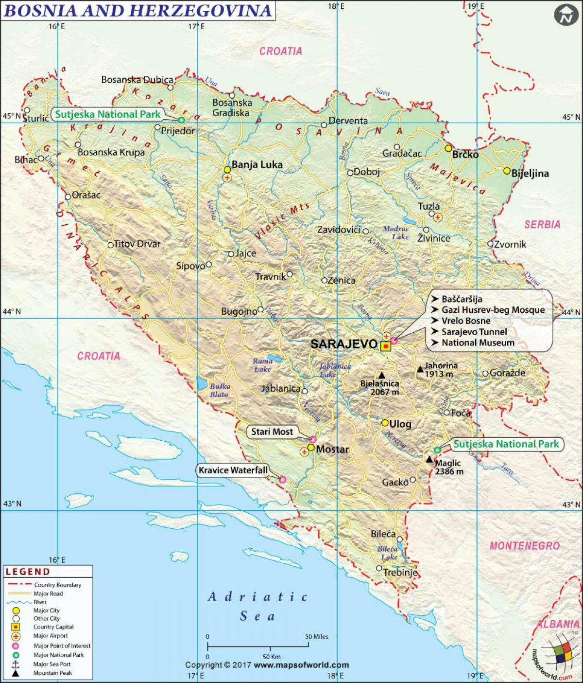 Bosna i Hercegovina na karti